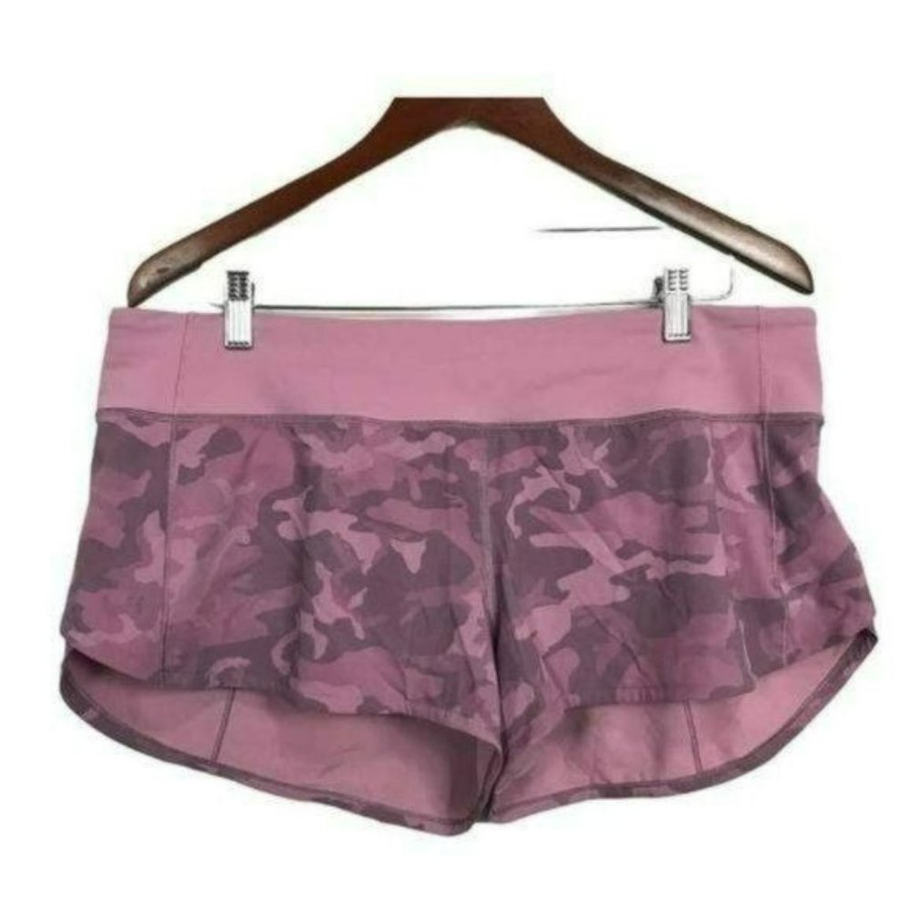 Lululemon Speed Up Shorts Low Rise Incognito Camo Pink Taupe, Size 12 New